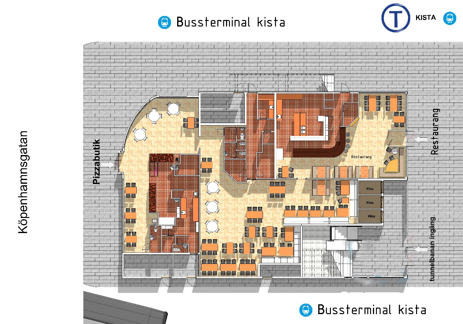 Planritning för restaurangen